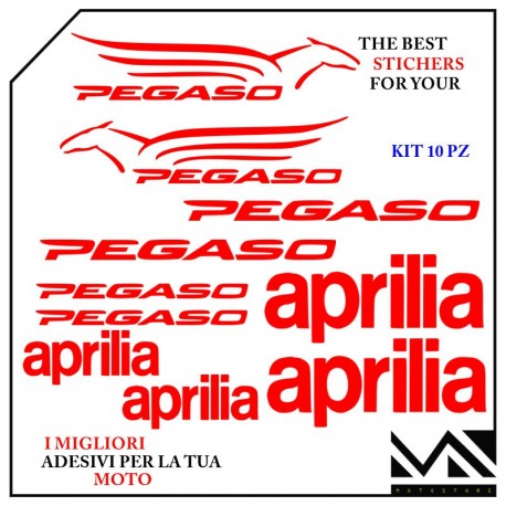 KIT ADESIVI stickers decal PER APRILIA PEGASO CUBE TRAIL STRADA COLORE ROSSO