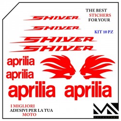 KIT ADESIVI stickers decal PER APRILIA SHIVER 750 SHIVER 900 COLORE ROSSO