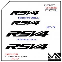 KIT 4 ADESIVI stickers SCRITTE APRILIA RSV4 COLORE NERO