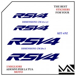 KIT 4 ADESIVI stickers decal APRILIA RSV4 COLORE BLU