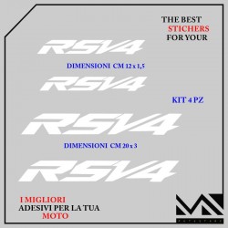 KIT 4 ADESIVI stickers decal APRILIA RSV4 COLORE BIANCO