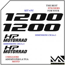KIT ADESIVI Stickers BECCO ANTERIORE MOTO BMW R1200 HP MOTORRAD COLORE NERO