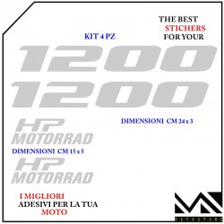 KIT ADESIVI Stickers BECCO ANTERIORE MOTO BMW R1200 HP MOTORRAD COLORE ARGENTO