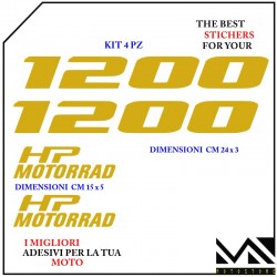 KIT ADESIVI Stickers BECCO ANTERIORE MOTO BMW R1200 HP MOTORRAD COLORE ORO