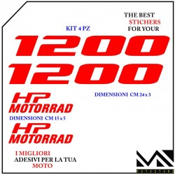 KIT ADESIVI Stickers BECCO ANTERIORE MOTO BMW R1200 HP MOTORRAD COLORE ROSSO
