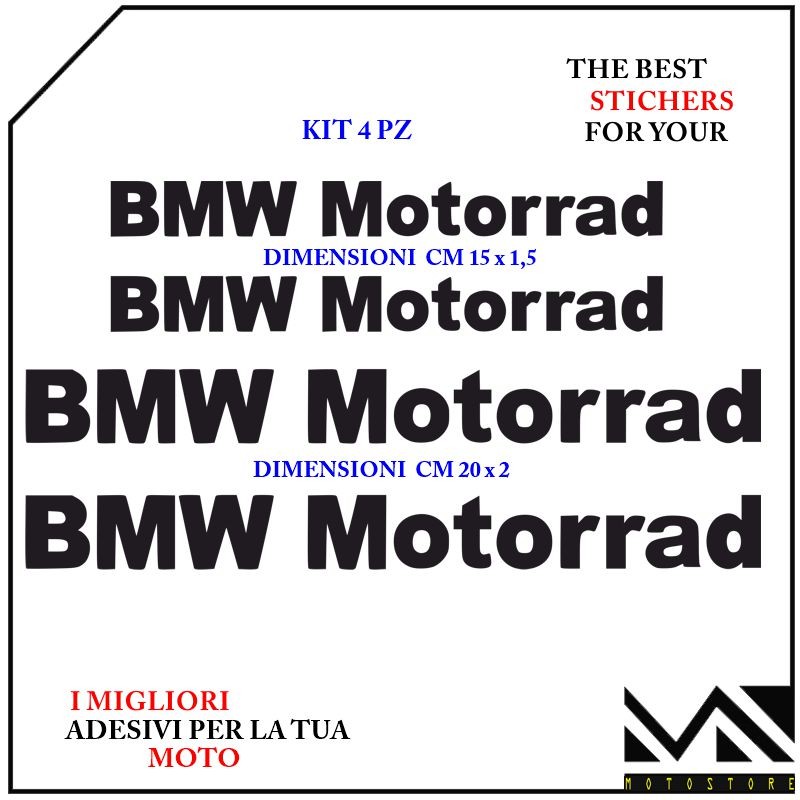 KIT 4 ADESIVI Stickers Decal PER MOTO BMW MOTORRAD MOTORCYCLE