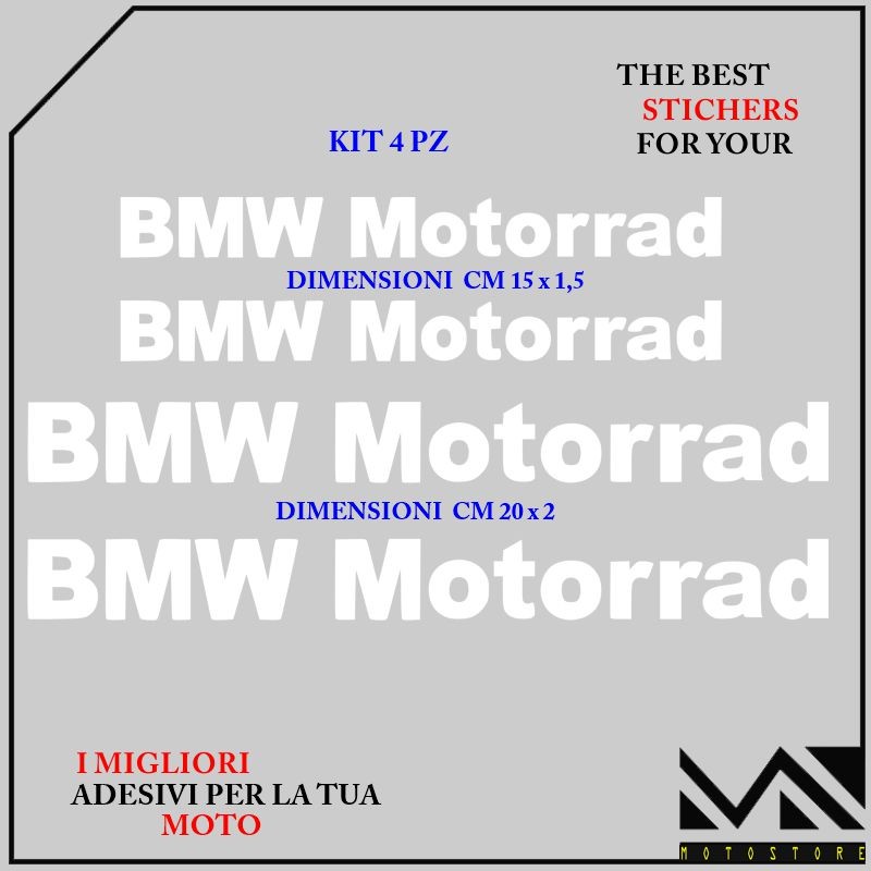 KIT 4 ADESIVI Stickers Decal PER MOTO BMW MOTORRAD MOTORCYCLE