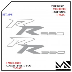 KIT 2 ADESIVI RR 560 SCUDO ANTERIORE PER YAMAHA TMAX T- MAX 560 COLORE ARGENTO