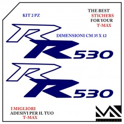 KIT 2 ADESIVI RR 530 SCUDO ANTERIORE PER YAMAHA TMAX T- MAX 530 COLORE BLU