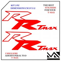 KIT 2 ADESIVI RR TMAX SCUDO ANTERIORE PER YAMAHA TMAX T- MAX 500 530 560 COLORE ROSSO