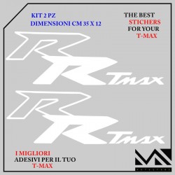 KIT 2 ADESIVI RR TMAX SCUDO ANTERIORE PER YAMAHA TMAX T- MAX 500 530 560 COLORE BIANCO