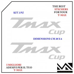 KIT 2 ADESIVI TMAX CUP SCUDO ANTERIORE PER YAMAHA TMAX T- MAX 500 530 560 COLORE ARGENTO