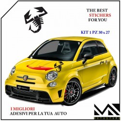 KIT ADESIVO stickers LOGO SCORPIONE ABARTH PER 500 595 695 PUNTO COLORE NERO