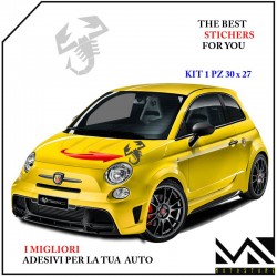 KIT ADESIVO stickers LOGO SCORPIONE ABARTH PER 500 595 695 PUNTO COLORE ARGENTO