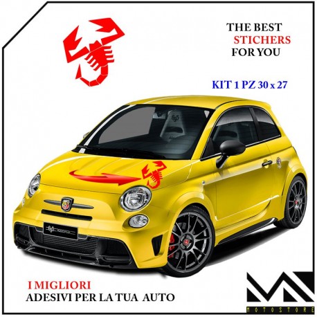 KIT 1 ADESIVO CON LOGO SCORPIONE ABARTH PER FIAT 500 595 695 PUNTO MOD 2 CENTIMETRI 30 X 27