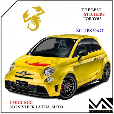 KIT 1 ADESIVO CON LOGO SCORPIONE ABARTH PER FIAT 500 595 695 PUNTO MOD 2 CENTIMETRI 30 X 27