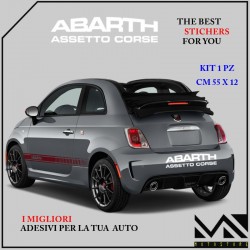 ADESIVO stickers LOGO FIAT 500 ABARTH ASSETTO CORSE TUNING PUNTO COLORE BIANCO