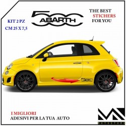 ADESIVI stickers LOGO 500 CON SCRITTA ABARTH PER FIANCATE 595 695 COLORE NERO