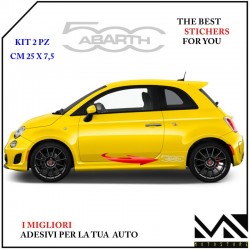 ADESIVI stickers LOGO 500 CON SCRITTA ABARTH PER FIANCATE 595 695 COLORE ARGENTO