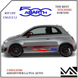 ADESIVI stickers LOGO 500 CON SCRITTA ABARTH PER FIANCATE 595 695 COLORE BLU