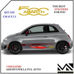 ADESIVI stickers LOGO 500 CON SCRITTA ABARTH PER FIANCATE 595 695 COLORE ORO