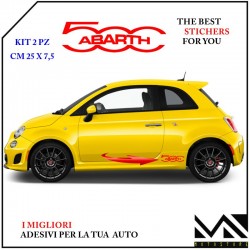 ADESIVI stickers LOGO 500 CON SCRITTA ABARTH PER FIANCATE 595 695 COLORE ROSSO