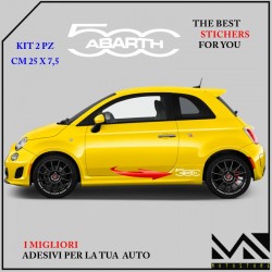 ADESIVI stickers LOGO 500 CON SCRITTA ABARTH PER FIANCATE 595 695 COLORE BIANCO