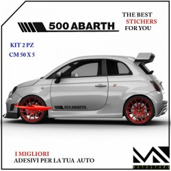 ADESIVI stickers LOGO SCRITTA ABARTH FIAT 500 PORTIERE MOD2 COLORE NERO