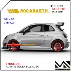 ADESIVI stickers LOGO SCRITTA ABARTH FIAT 500 PORTIERE MOD2 COLORE ORO