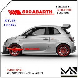 ADESIVI stickers LOGO SCRITTA ABARTH FIAT 500 PORTIERE MOD2 COLORE ROSSO