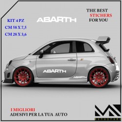 ADESIVI stickers LOGO ABARTH TUNING PER 500 595 695 PUNTO COLORE BIANCO