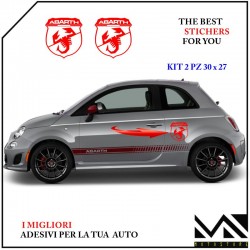 ADESIVI stickers LOGO SCORPIONE ABARTH PER 500 595 695 MOD3 COLORE ROSSO