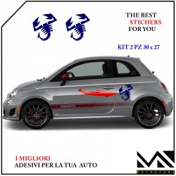 ADESIVI stickers LOGO SCORPIONE ABARTH PER 500 595 695 MOD2 COLORE BLU