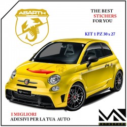 KIT 1 ADESIVO CON LOGO SCORPIONE SCRITTA ABARTH PER FIAT 500 595 695 PUNTO MOD 3 CENTIMETRI 30 X 27