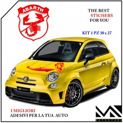 ADESIVO stickers LOGO SCORPIONE SCRITTA ABARTH PER 500 595 695 COLORE ROSSO