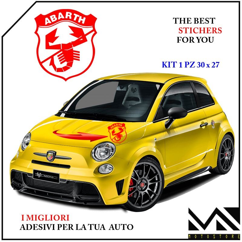 2 ADESIVI stickers LOGO SCORPIONE SCORPIONE E SCRITTA ABARTH PER