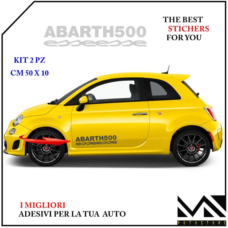 2 ADESIVI stickers LOGO ABARTH 500 ESSEESSE 595 695 PORTIERE