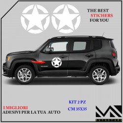 KIT 2 ADESIVI STELLA stickers JEEP RENEGADE WRANGLER CHEROCKEE RUBICON 4x4 