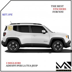 KIT 2 Adesivi Stella Teschio su misura posteriore laterale Jeep Renegade cm 22 COLORE ORO