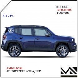 KIT 2 Adesivi Stella Teschio su misura posteriore laterale Jeep Renegade cm 22 COLORE BIANCO