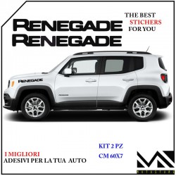 KIT 2 ADESIVI STICHERS SCRITTA JEEP RENEGADE LATERALE COFANO MOD2 COLORE NERO