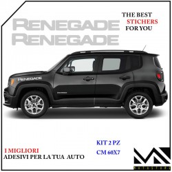 KIT 2 ADESIVI STICHERS SCRITTA JEEP RENEGADE LATERALE COFANO MOD2 COLORE ARGENTO