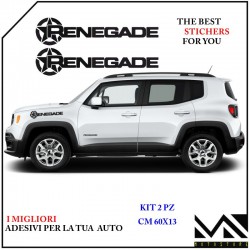 KIT ADESIVI STICHERS SCRITTA JEEP RENEGADE LATERALE COFANO COLORE NERO