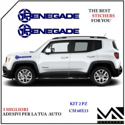 KIT ADESIVI STICHERS SCRITTA JEEP RENEGADE LATERALE COFANO COLORE BLU