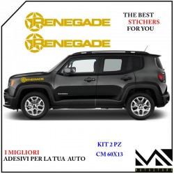 KIT ADESIVI STICHERS SCRITTA JEEP RENEGADE LATERALE COFANO COLORE ORO