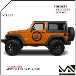 KIT ADESIVI 48cm STELLA MILITARE stickers AUTO OFF ROAD JEEP FUORISTRADA 4X4 NERO