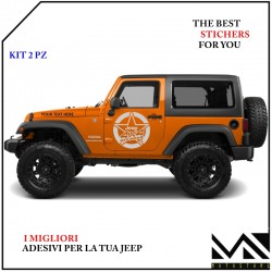 KIT ADESIVI 48cm STELLA MILITARE stickers AUTO OFF ROAD JEEP FUORISTRADA 4X4 ARGENTO