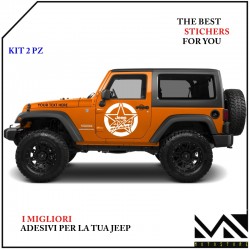 KIT ADESIVI 48cm STELLA MILITARE stickers AUTO OFF ROAD JEEP FUORISTRADA 4X4 BIANCO