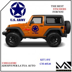 KIT ADESIVI STELLA LOGO US ARMY stickers SCRITTA PER JEEP 4x4 COLORE BLU