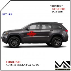 KIT ADESIVI 40cm STELLA stickers SCRITTA CHEROKEE OFF ROAD FUORISTRADA ROSSO